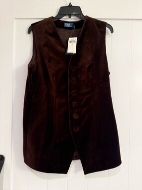 Polo by Ralph Lauren Women's Brown Velvet Vest size 10